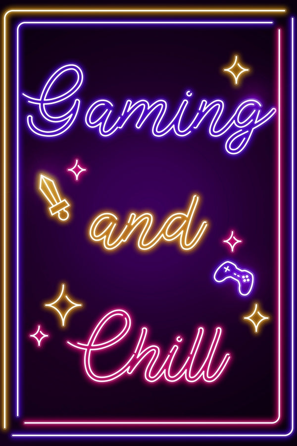 Neon Gaming and Chill Plexi Glass Wall Art