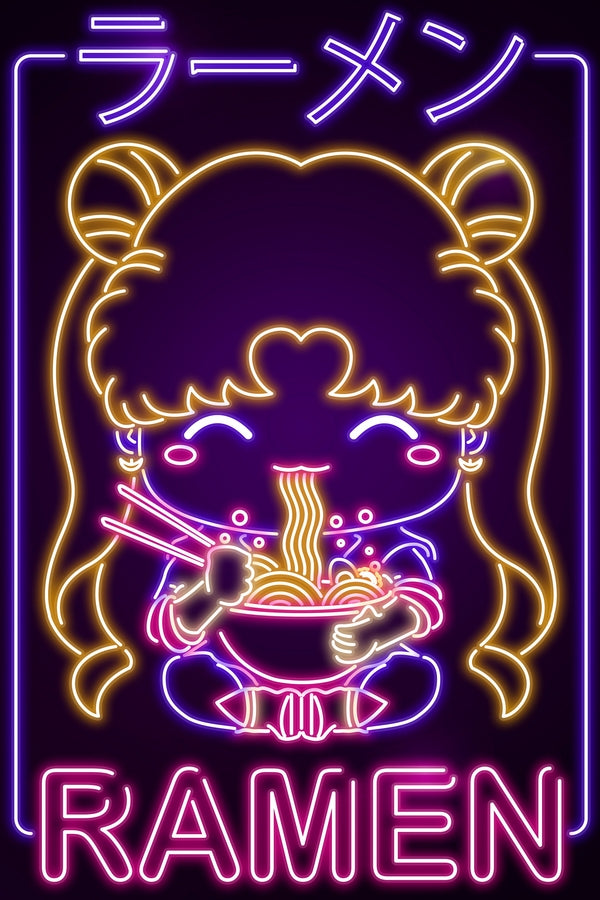 Neon Ramen Moon Plexi Glass Wall Art