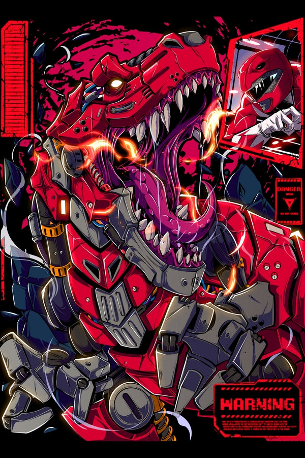 Red Dino Bot Plexi Glass Wall Art