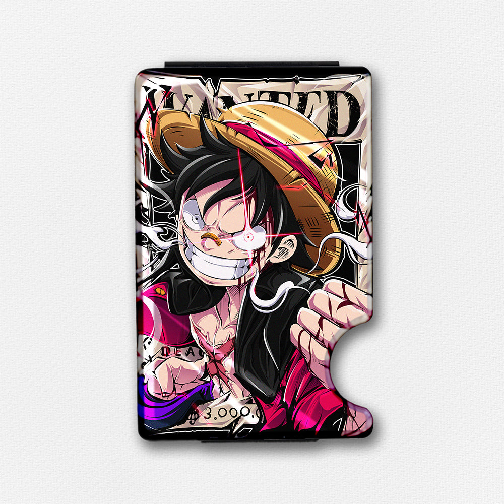 Wanted Straw Hat Pirate Plexi Glass Acrylic Backed Metal Wallet