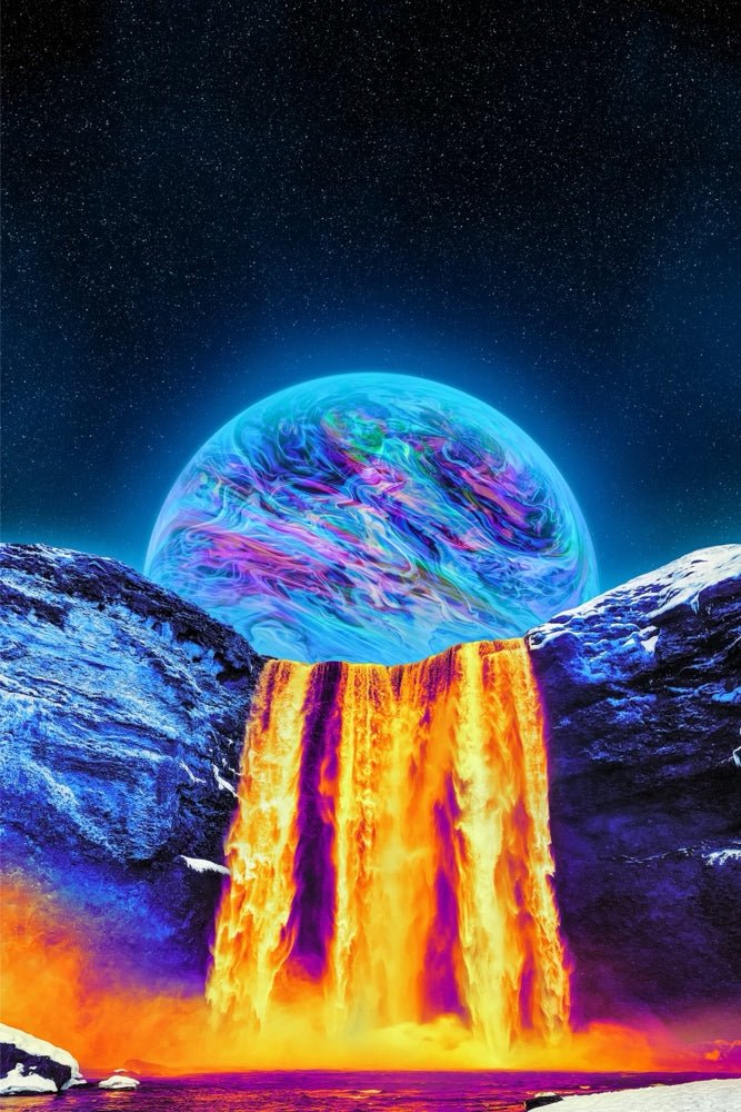 Burning Waterfalls Plexi Glass Wall Art - Geoglyser - V1Tech