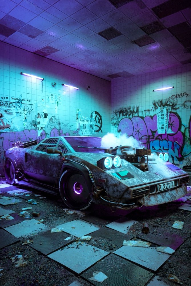 Skie Graphic Studio - 'Cyber Car Graffiti' | Acrylic Glass Print