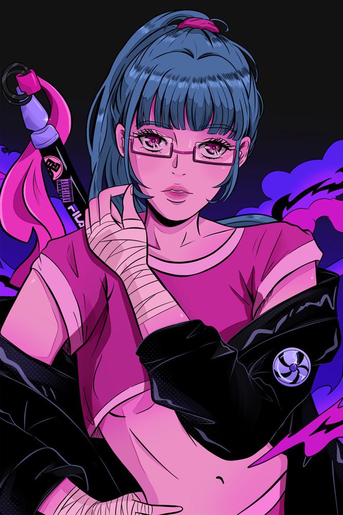 B Clarissa Art - 'Demon Fighter Girl' | Acrylic Glass Print