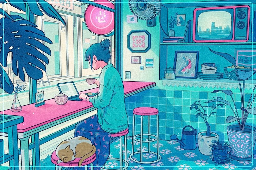 Early Morning Cafe Plexi Glass Wall Art - Wacca - V1Tech