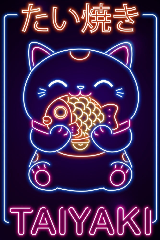 Neon Taiyaki Neko Plexi Glass Wall Art - Donnie Art - V1Tech