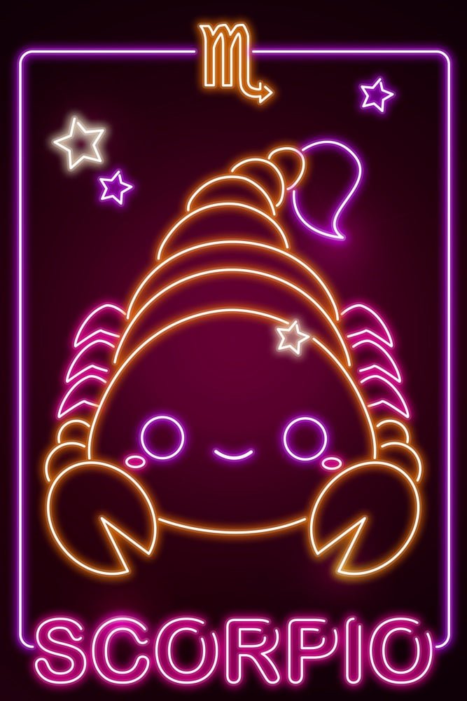 Neon Zodiac Kawaii Scorpio Plexi Glass Wall Art - Donnie Art - V1Tech