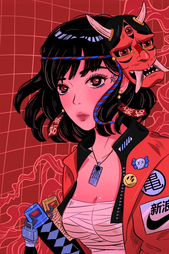 B Clarissa Art - 'Oni Cyber Girl' | Acrylic Glass Print