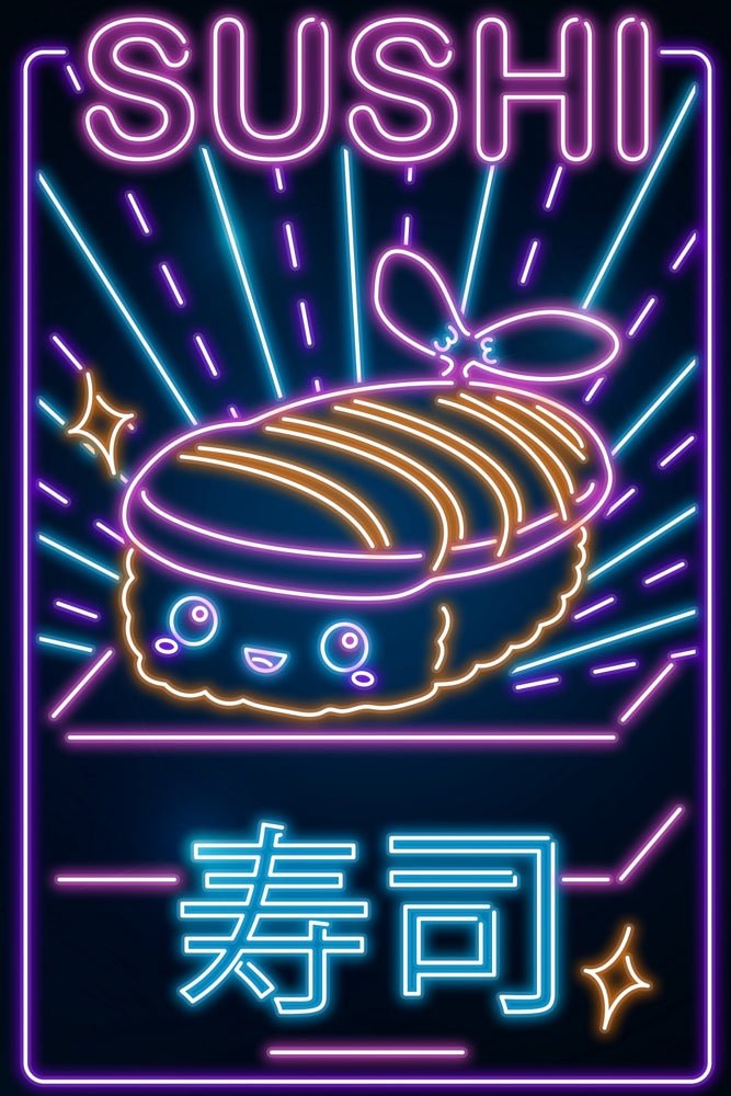 Retro Neon Sushi Plexi Glass Wall Art - Donnie Art - V1Tech