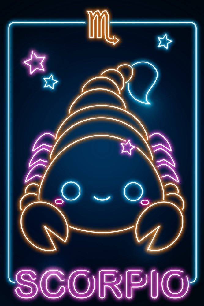 Retro Neon Zodiac Kawaii Scorpio Plexi Glass Wall Art - Donnie Art - V1Tech