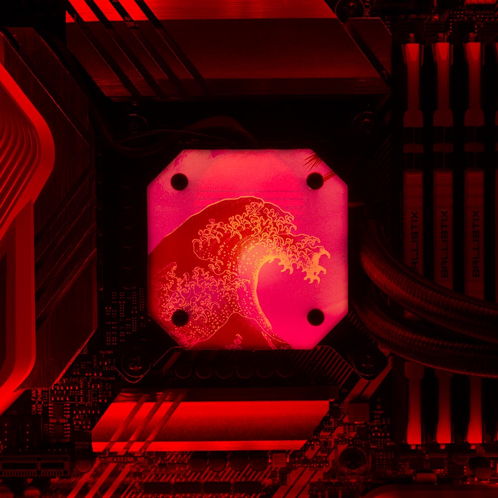 Soul of the Retrowave AIO Cover for Corsair iCUE ELITE CAPELLIX (H100i, H115i, H150i Black and White) - Donnie Art - V1Tech
