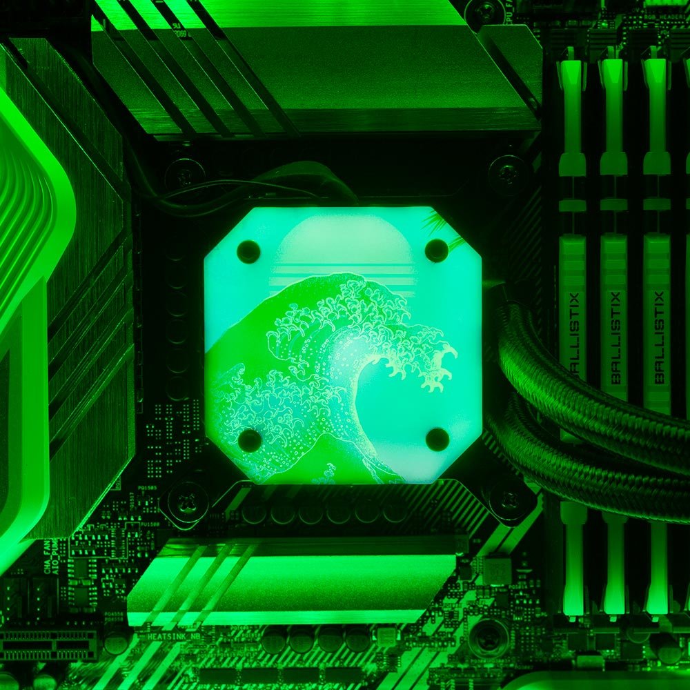 Soul of the Retrowave AIO Cover for Corsair iCUE ELITE CAPELLIX (H100i, H115i, H150i Black and White) - Donnie Art - V1Tech