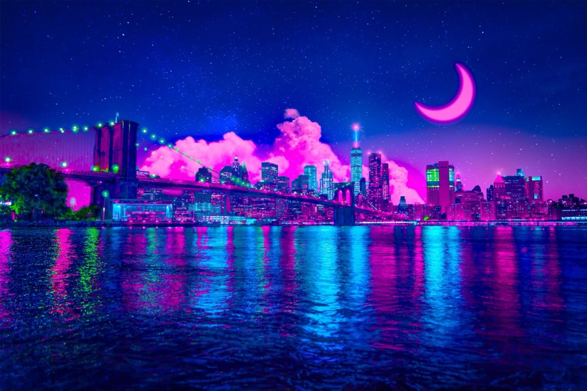 Synth City Lights Plexi Glass Wall Art - Andy Harbeck - V1Tech