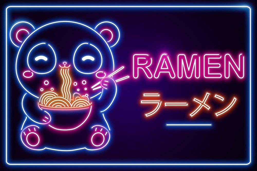 V2 Neon Ramen Panda Plexi Glass Wall Art - Donnie Art - V1Tech