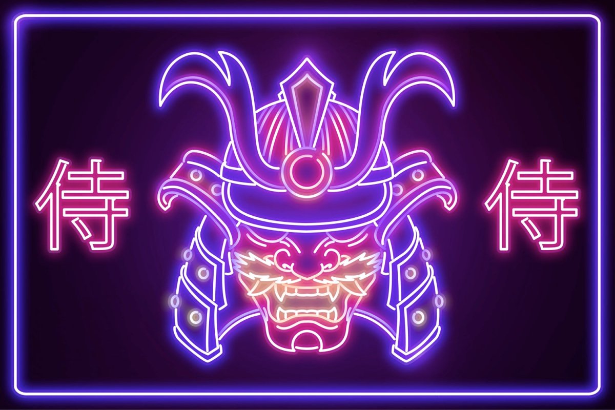 V2 Neon Samuraii Plexi Glass Wall Art - Donnie Art - V1Tech