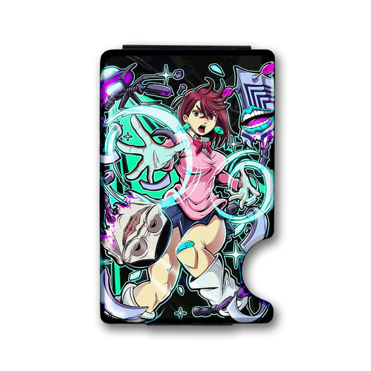 Alien Earrings Plexi Glass Acrylic Backed Metal Wallet