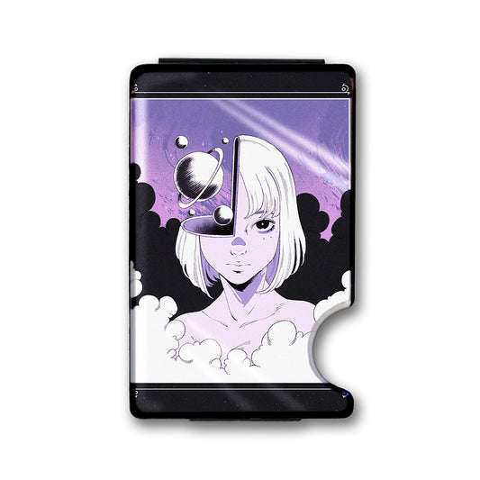 Galaxy Head Plexi Glass Acrylic Backed Metal Wallet