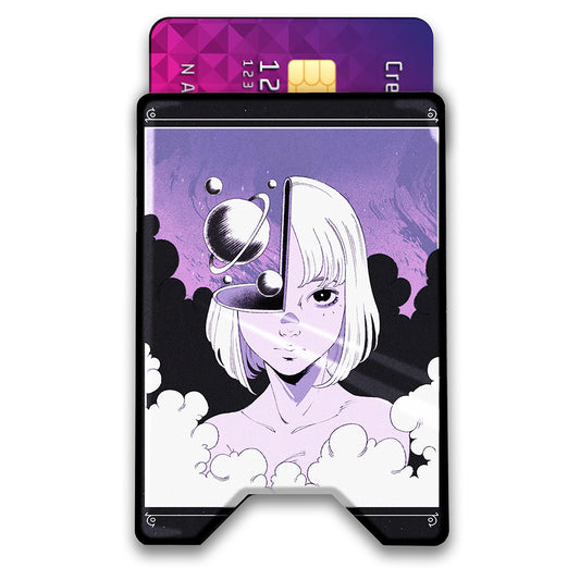 Galaxy Head Plexi Glass Acrylic Backed 3D Printed Ultra Slim and Compact Wallet