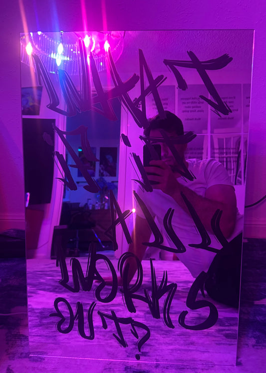 What if it all works out? Work Harder Motivational Plexi Mirror