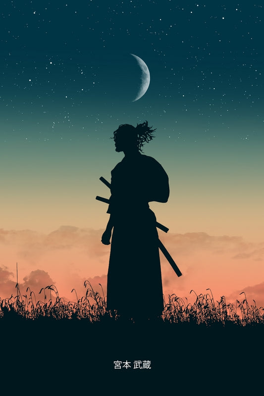 Lonely Samurai Under the Moon Plexi Glass Wall Art