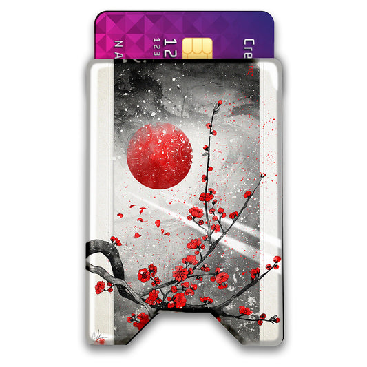Moon and Sakura Plexi Glass Acrylic Backed 3D Printed Ultra Slim and Compact Wallet
