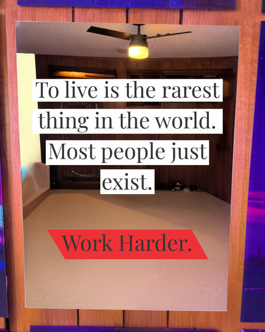 Work Harder Motivational Quote #2 Red Edition Mirror Poster
