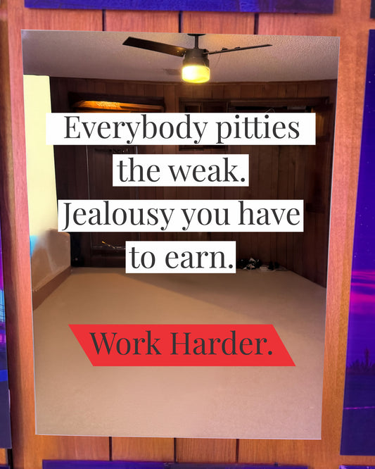Work Harder Motivational Quote #3 Red Edition Mirror Poster