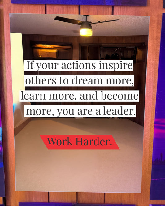 Work Harder Motivational Quote #4 Red Edition Mirror Poster