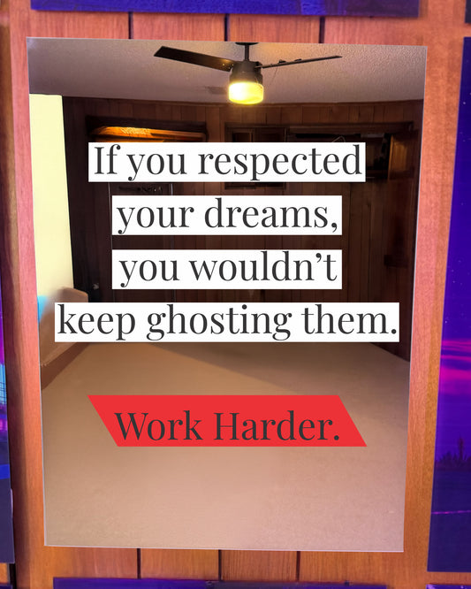 Work Harder Motivational Quote #7 Red Edition Mirror Poster
