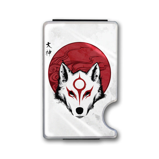 Red Sun God Plexi Glass Acrylic Backed Metal Wallet