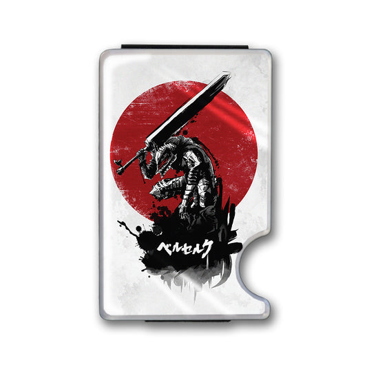 Red Sun Swordsman Plexi Glass Acrylic Backed Metal Wallet