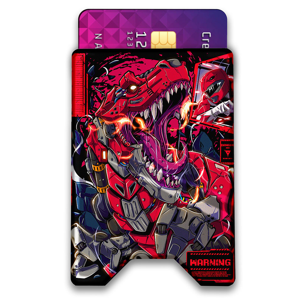 Red Dino Bot Plexi Glass Acrylic Backed 3D Printed Ultra Slim and Compact Wallet