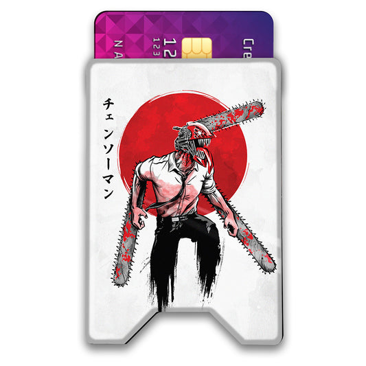 Red Sun Chainsaw Plexi Glass Acrylic Backed 3D Printed Ultra Slim and Compact Wallet