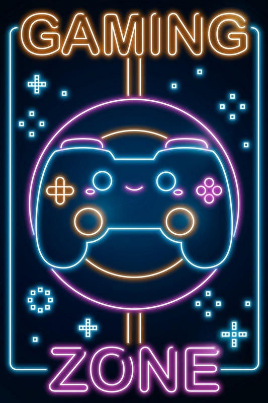 Retro Neon Gaming Zone Plexi Glass Wall Art