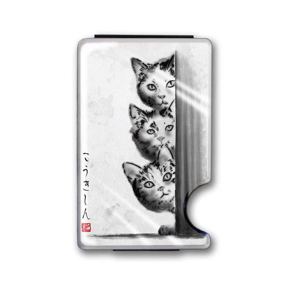 The Curious Three Plexi Glass Acrylic Backed Metal Wallet