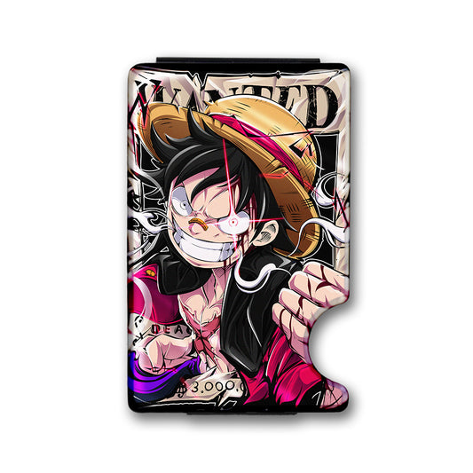 Wanted Straw Hat Pirate Plexi Glass Acrylic Backed Metal Wallet