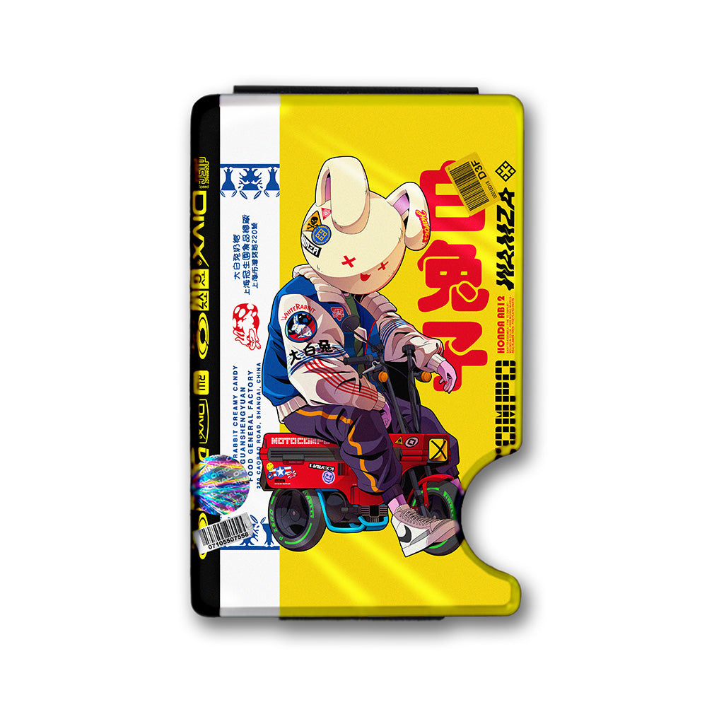 White Rabbit Magazine Plexi Glass Acrylic Backed Metal Wallet