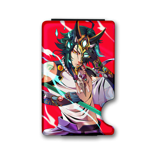 Wolf Mask Plexi Glass Acrylic Backed Metal Wallet