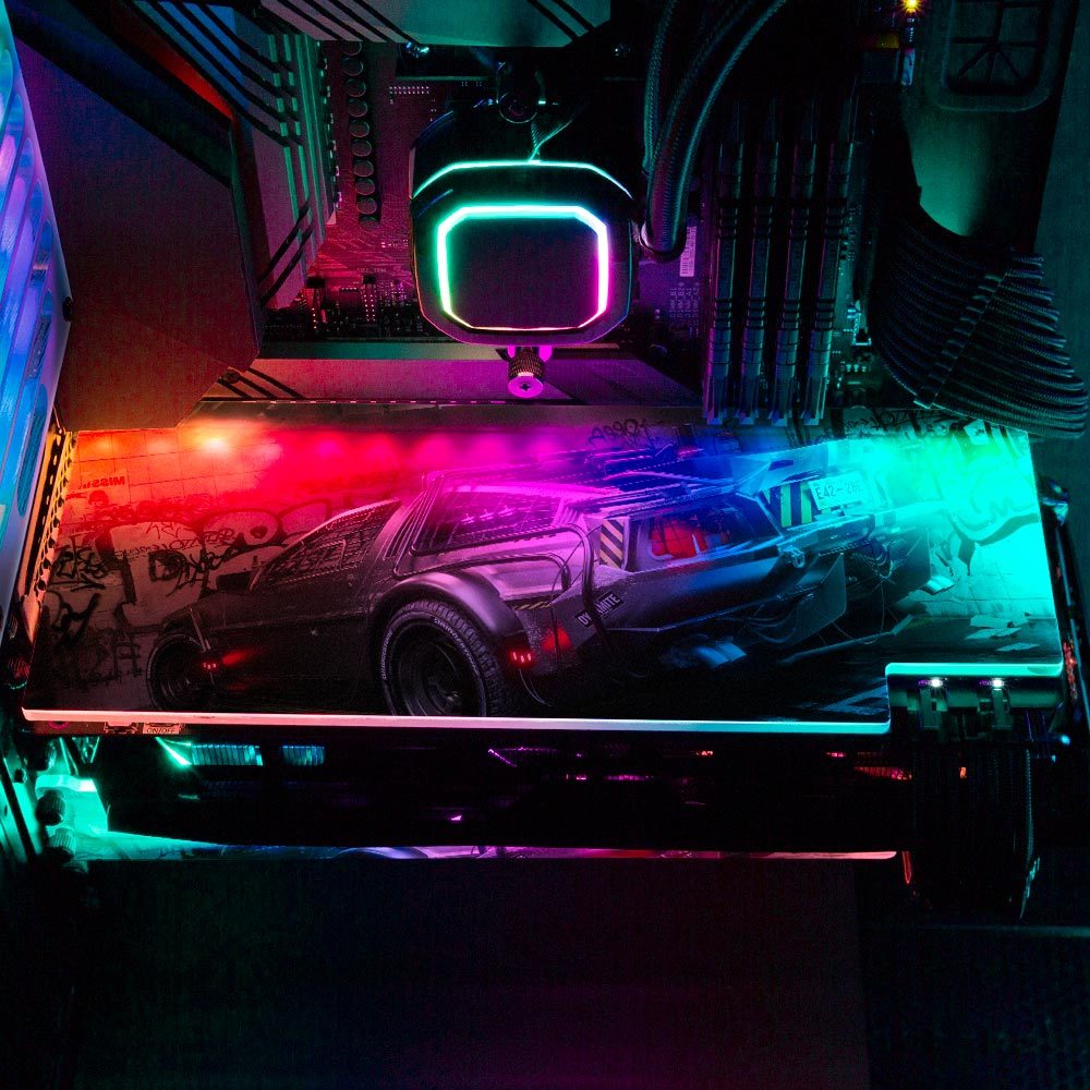 Skie Graphic Studio - 'Cyber DeLorean2' | Custom RGB GPU Backplate by ...