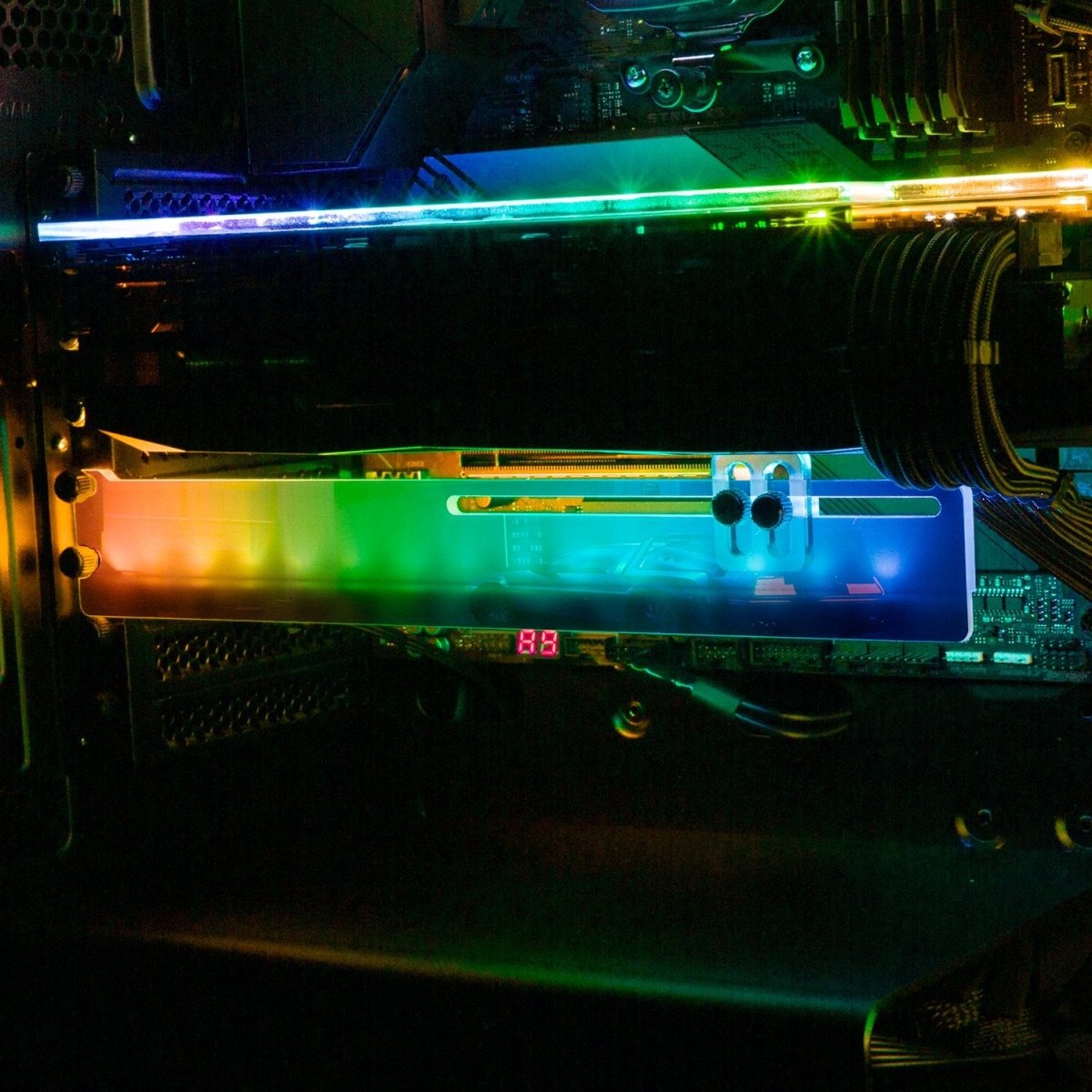 Cyber Nights RGB GPU Support Bracket - Skie Graphic Studio - V1Tech