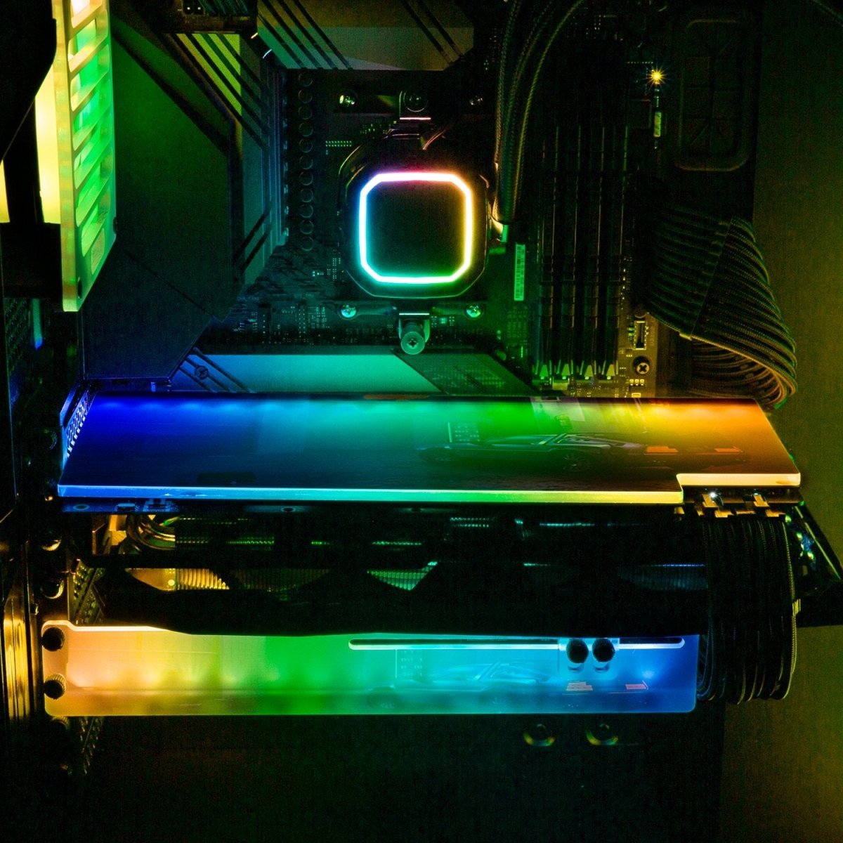 Cyber Nights RGB GPU Support Bracket - Skie Graphic Studio - V1Tech
