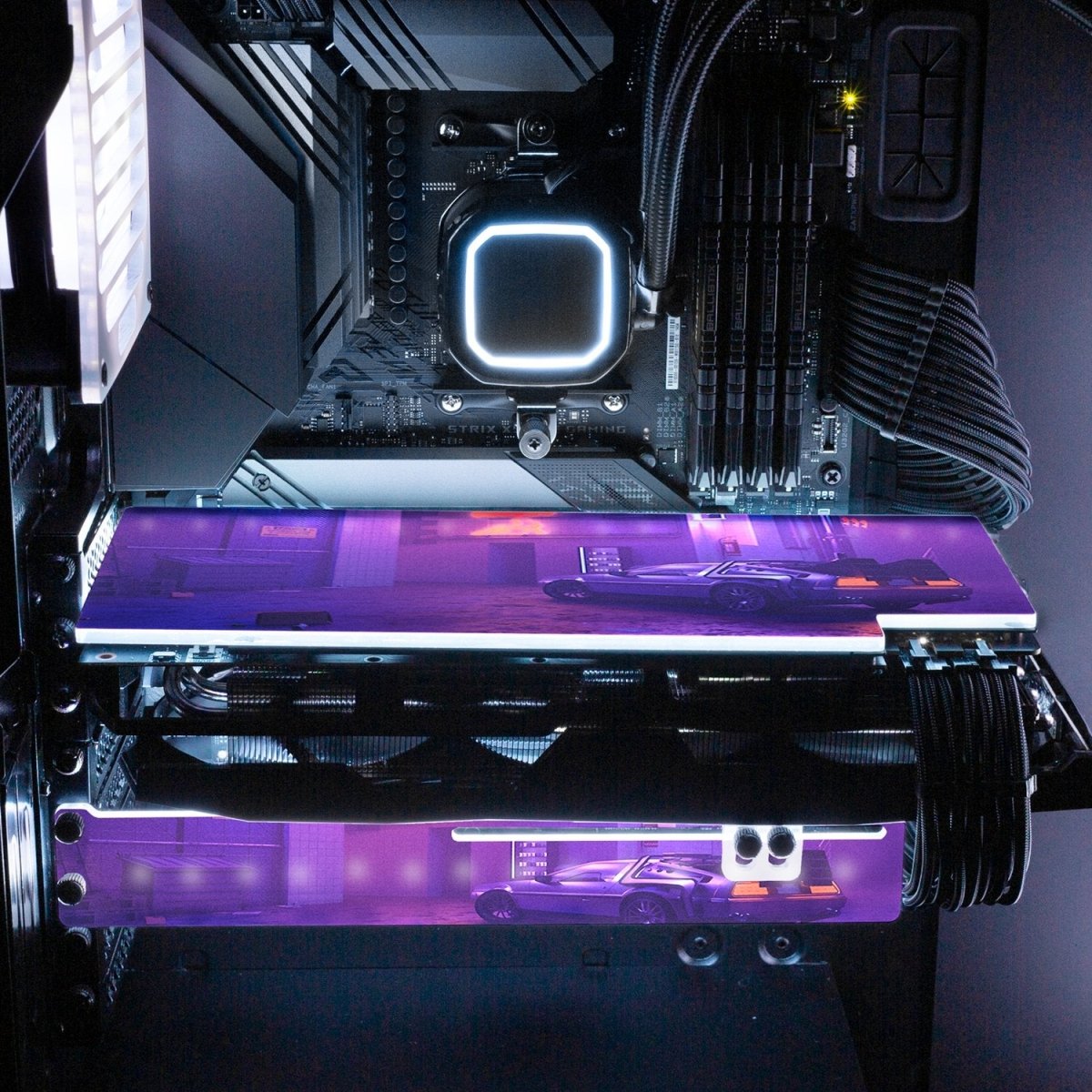 Cyber Nights RGB GPU Support Bracket - Skie Graphic Studio - V1Tech