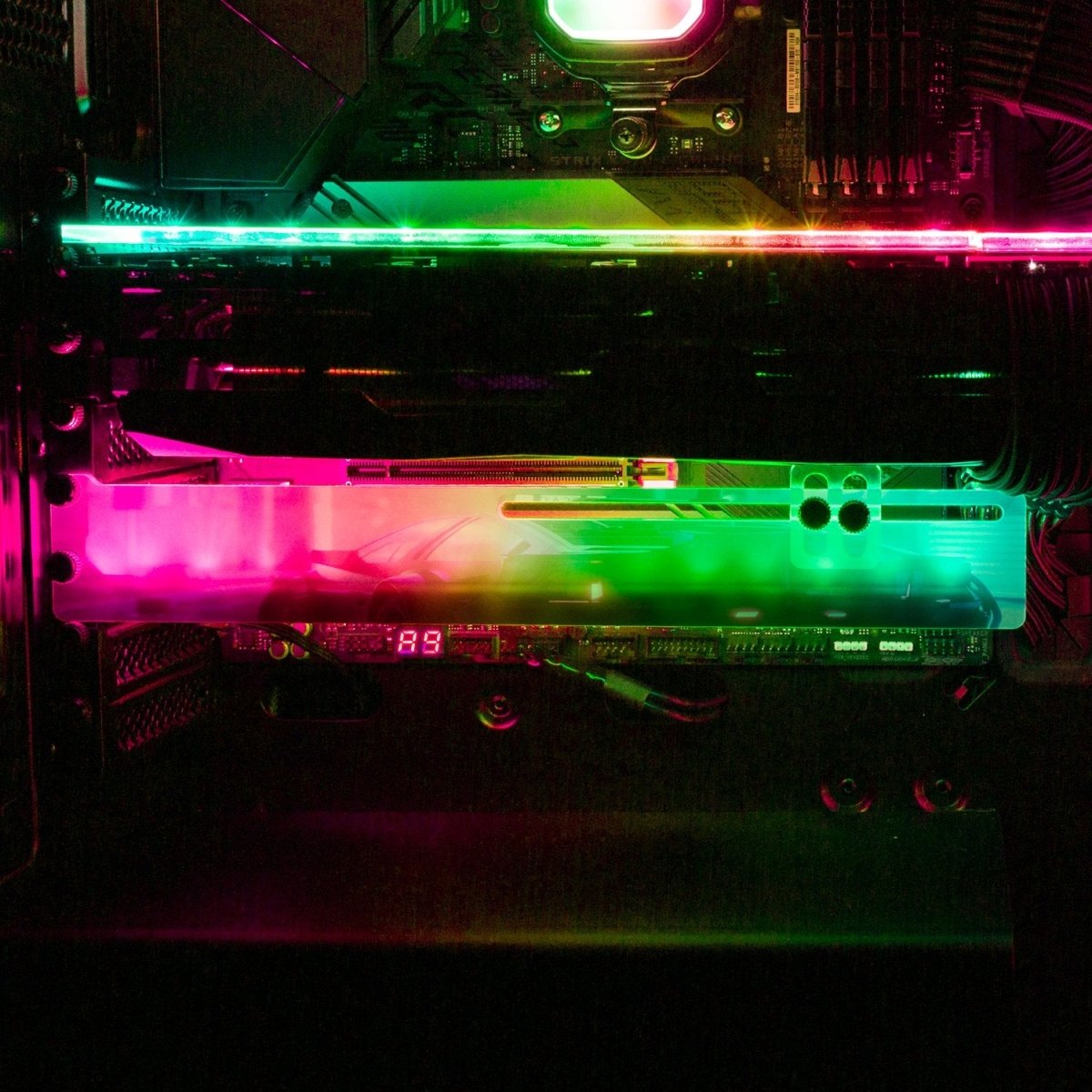 Cyber77 RGB GPU Support Bracket - Skie Graphic Studio - V1Tech