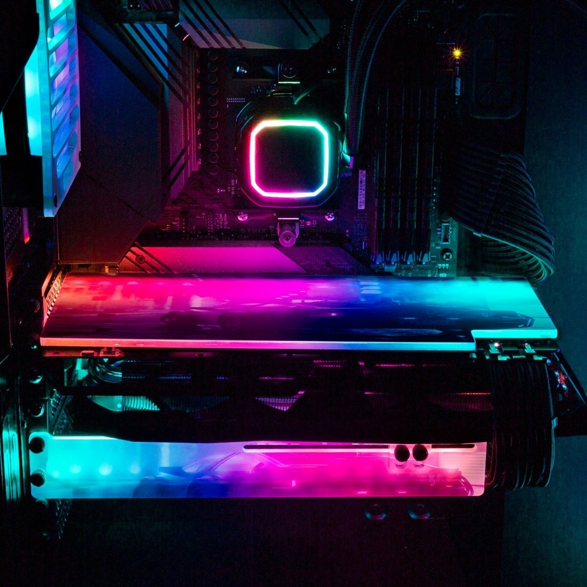 Cyber77 RGB GPU Support Bracket - Skie Graphic Studio - V1Tech