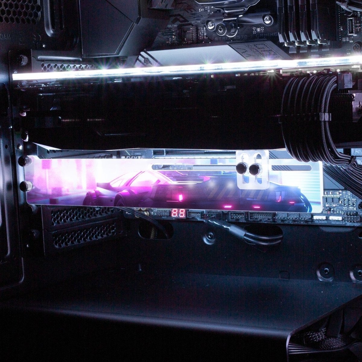 Cyber77 RGB GPU Support Bracket - Skie Graphic Studio - V1Tech