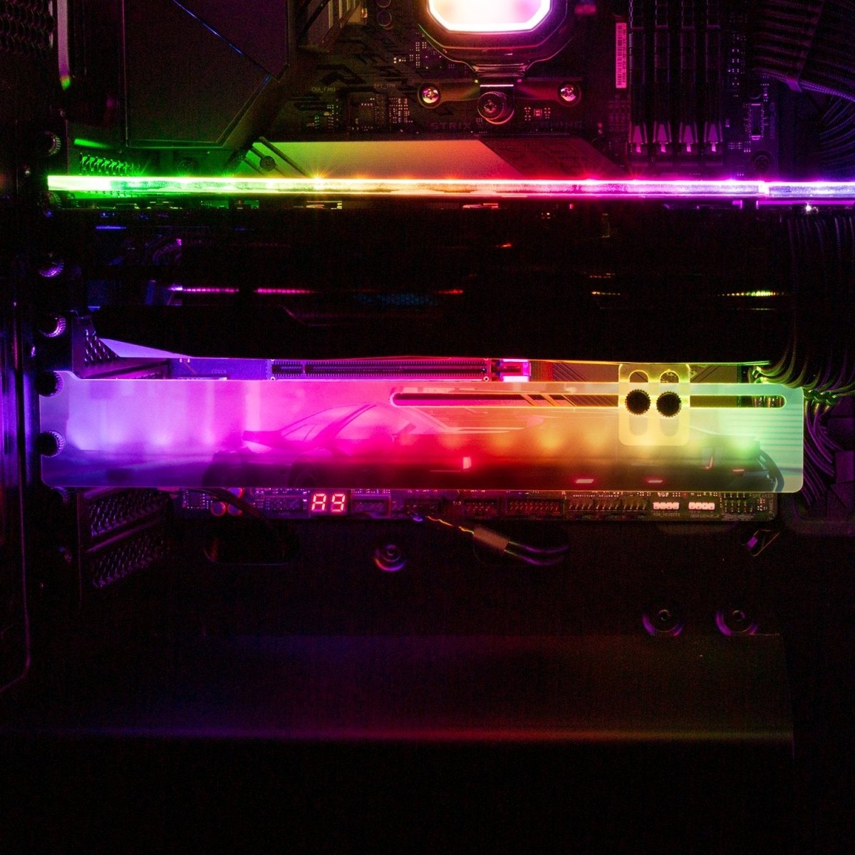 Cyber77 RGB GPU Support Bracket - Skie Graphic Studio - V1Tech
