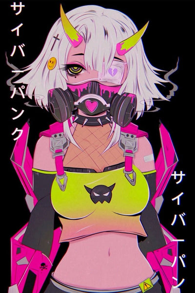 ✧♡✧ YacilArt - 'Cyberpunk Gothic Girl' | Acrylic Glass Print