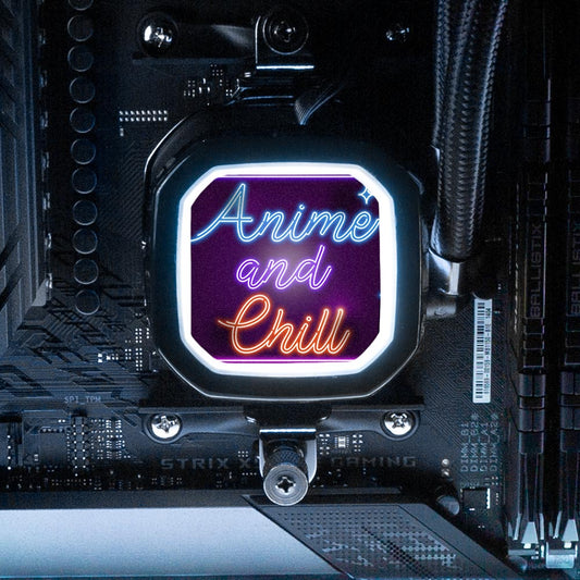 Neon Anime and Chill AIO Cover for Corsair RGB Hydro Platinum and Pro Series (H100i, H115i, H150i, H100X, XT, X, SE, H60) - Donnie Art - V1Tech