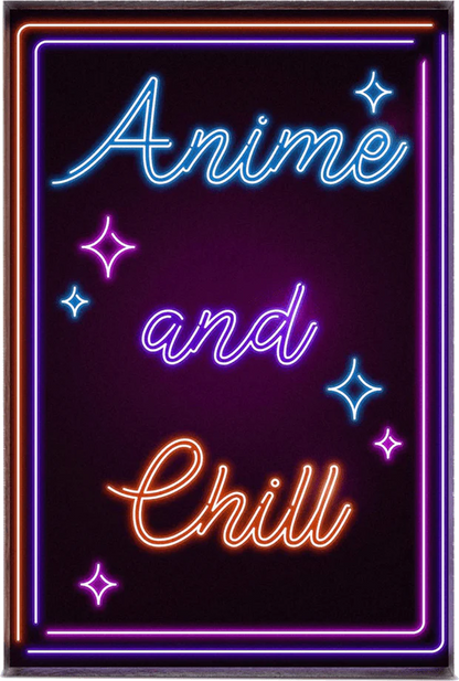 Neon Anime and Chill Plexi Glass Desk Art - Donnie Art - V1 Tech