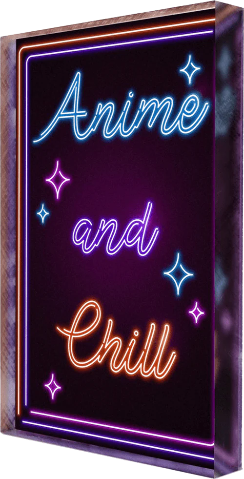 Neon Anime and Chill Plexi Glass Desk Art - Donnie Art - V1 Tech