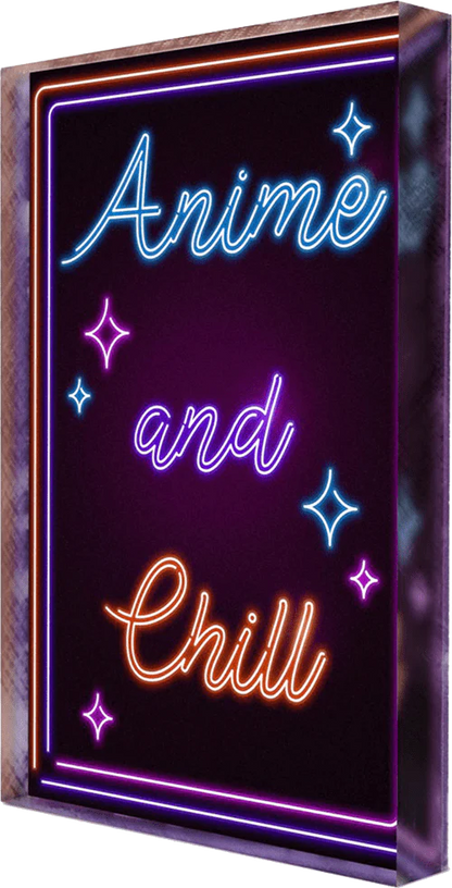 Neon Anime and Chill Plexi Glass Desk Art - Donnie Art - V1 Tech
